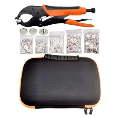Imagem de Kit de botão de pressão resistente, kit de reparo de lona de alicate de pressão - Alicate de anel elástico resistente e resistente,Kit de botão de pressão de costura portátil com bolsa de armazenament