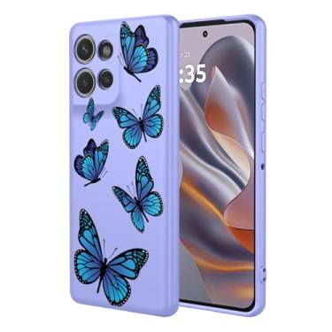 Imagem de HTXWXJC Capa de celular para Moto Edge 50 Neo, capa Motorola ThinkPhone 25 à prova de choque flexível bumper TPU capa macia padrão borboleta capa de telefone para Motorola Edge 50 Neo borboleta roxa