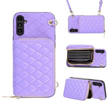 Imagem de Furiet Capa carteira compatível com Samsung Galaxy S25 Plus S25+ 5G com zíper e alça de ombro com suporte para cartão para S25Plus 25S + S 25 25+ S25Plus 25S 25+ Roxo