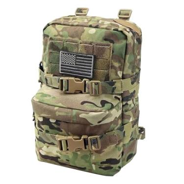 Imagem de Mochila de hidratação tática Mini Molle, mochila de hidratação Molle com bandeira dos EUA em nylon resistente à água, bolsa de água Hydropack 2L para mochila de colete tático (CP)
