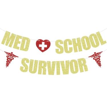 Imagem de Faixa de sobrevivente da escola médica, congrats doctor/pHD, médico graduado, decorações de festa de formatura da faculdade de medicina