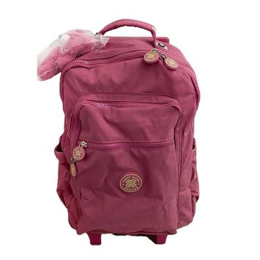 Imagem de Mochila Escolar Mala com Rodas 16 Trendy Rosê com Chaveiro Pelúcia 12461 - Xeryus