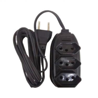 Imagem de Extensão Elétrica 2 Metros preto Bivolt 3 Tomadas 10a eletromix