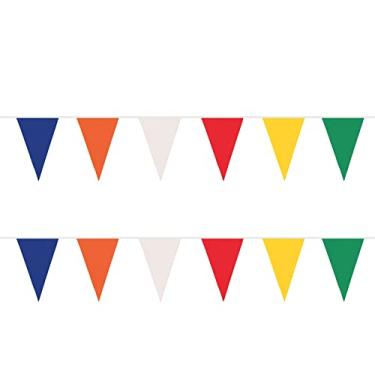 Imagem de Beistle 2 peças interior/externo multicolorido plástico em forma de triange bandeiras para tema arco-íris, festa de aniversário, decoração de sala de aula, formatura, 43 cm x 30 ', multicolorido