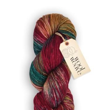 Imagem de Woolweave Fio de peso para dedos – fio de meia variegado tingido à mão, 75% lã de merino extrafina e 25% poliamida, 100 g de novelo, 430 jardas – leve, macio e durável para tricô e crochê