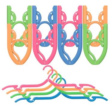 Imagem de Cabides portáteis dobráveis de plástico, leves, duráveis, compactos, dobráveis para camisas, vestidos, casacos, calças, toalhas, roupas de bebê, pacote com 12, multicoloridos