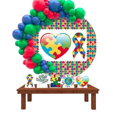 Imagem de Kit Decoração Painel Redondo Festa de Aniversário Infantil Autismo Autista