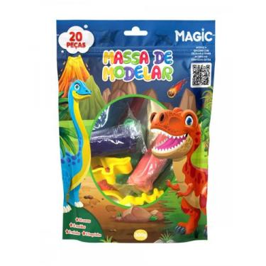Imagem de Massa de modelar 12 cores 6 moldes 2 itens - dinos - Magic Kids