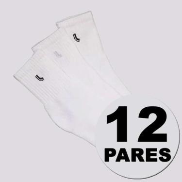 Imagem de Kit Meia Lupo Sport Walk Cano Médio 12 Pares Branca, 41-44