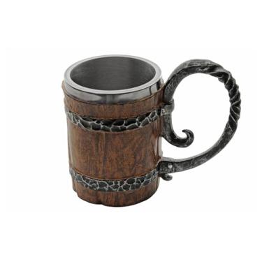 Imagem de Rite Edge Caneca Viking Barrel 550ml - Aço Inoxidável e Resina, Design de Barril Antigo, Caneca Medieval Rústica, Artesanato Durável para Cerveja e Bebidas