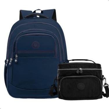 Imagem de Kit Escolar Mochila Feminina Espaçosa + Bolsa Térmica Marmita Pratico 