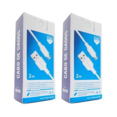 Imagem de Kit 2 Cabos USB V8 Kingo Branco 2m 2.1A para Galaxy A7 2018