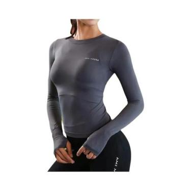 Imagem de Camisas Femininas de Manga Comprida para Ioga, Fitness e Academia, XL,