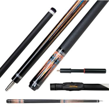 Imagem de Moyerely Taco de sinuca de fibra de carbono, bastão de sinuca de baixa deflexão de 11,8 mm/12,5 mm, bastão de sinuca profissional com estojo (MF2-PU Wrap+extensão, 12,5 mm)