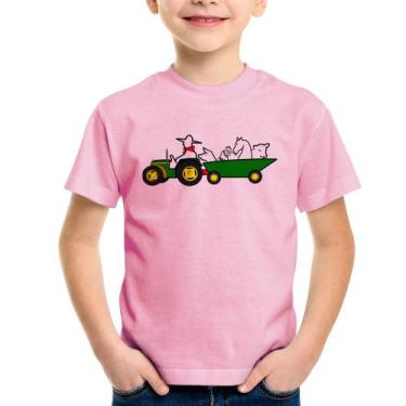 Imagem de Camiseta Infantil Fazendeiro - Foca na Moda, Rosa bebê, 6
