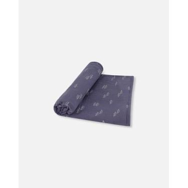 Imagem de Deux par Deux Cobertor de musselina impresso azul marinho barcos de papel bebê menino infantil - tamanho único