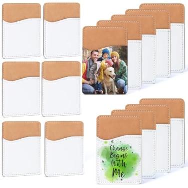 Imagem de Carteira de telefone com 50 peças de sublimação em branco - Suporte de cartão de couro PU para parte traseira do telefone no iPhone Android HTV amigável DIY Blanks para impressão por transferência de