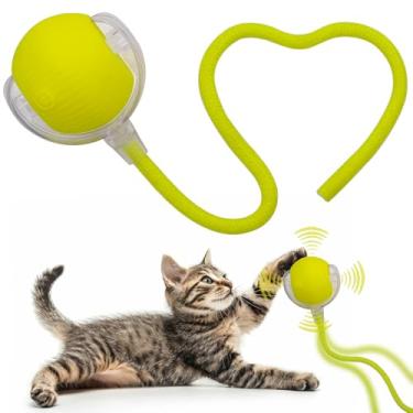 Imagem de Bola de brinquedo interativa para cães e gatos, pequena e automática, rolando, divertida, com luz de LED e cauda de corda para ativação por movimento, presente de filhote de gatinho fofo, suprimentos