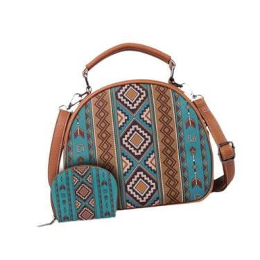 Imagem de YIJU Boho Pattern Women Bolsa Bolsa Saco de ombro para viagens de rua de verão, Verde