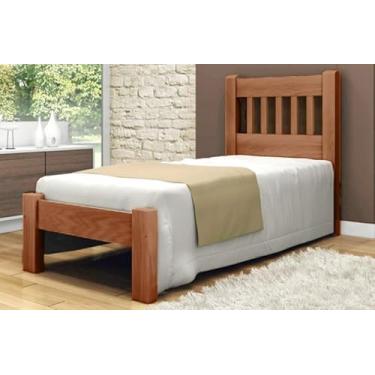 Imagem de Cama de Solteiro Pérola de Madeira Maciça Tauari - Cor Imbuia