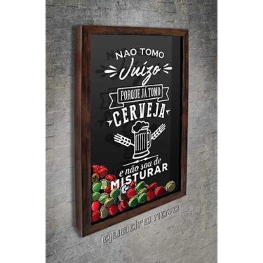 Imagem de Quadro Porta Tampinhas Não tomo Juízo - Quadro Novo, Marrom, 37x52