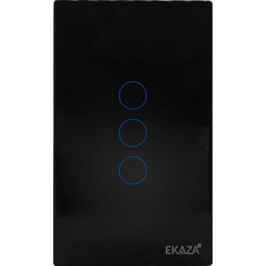 Imagem de Interruptor Inteligente Painel Touch Zigbee 3 Botões Ekaza Preto Compatíveis Alexa e Google Assistent (2)
