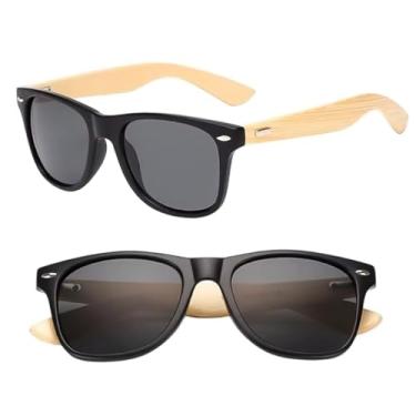 Imagem de Óculos De Sol Bambu Madeira Masculino e Feminino Quadrado Polarizado Proteção UV400 Original