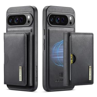 Imagem de Capa de couro magnética removível 2 em 1 para Google Pixel 9 Pro XL, carteira com bloqueio de RFID com 6 compartimentos para cartão, compatível com carregamento sem fio, capa protetora à prova de