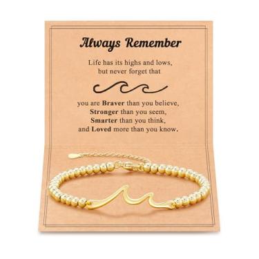 Imagem de Tarsus Pulseira de onda para mulheres adolescentes, através das ondas da vida, presentes inspiradores para mulheres adolescentes - para Natal, aniversário, formatura, dia das mães..., average, Sem