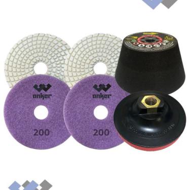 Imagem de Kit 2 Lixa+Rebolo+Prato P/ marmore travertino - Anker do Brasil