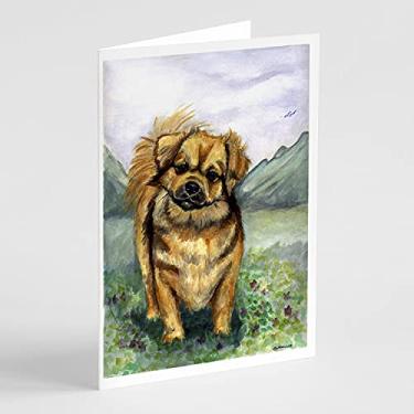 Imagem de Caroline's Treasures 7075GCA7P Cartões de felicitações Spaniel tibetano, pacote com 8, 7 x 5, multicolorido
