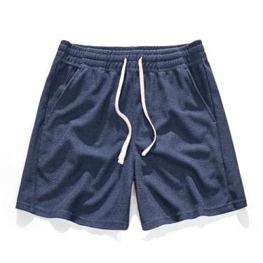 Imagem de AIMPACT Bermuda masculina atlética de 14 cm com cintura elástica casual com bolso para academia, Azul-marinho, XGG