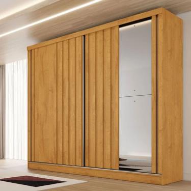 Imagem de roupeiro Solteiro Ripado Espelho 2 Portas Galati Made Marcs