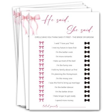Imagem de Jogos de chá de panela - He Said She Said Jogos de chá de panela, jogos de chá de casamento, jogos de noiva rosa, jogos de festa de despedida de solteira, jogos de chá de panela 30 convidados/P04