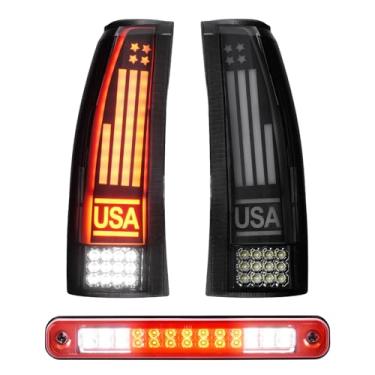 Imagem de Tresound Luzes traseiras + 3º terço lâmpada de carga de freio para 94-98 Silverado 88-00 Chevy GMC C/K C1500 C2500 C3500 K1500 K2500 K3500, 92-94 Blazer Conjunto de lanterna traseira LED traseira