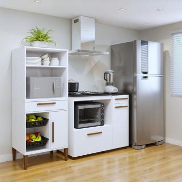 Imagem de Conjunto 2 Peças Fruteira com Nicho e Balcão 4 Bocas Contagem Branco