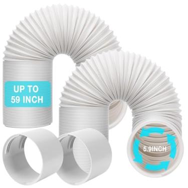 Imagem de HOXHA Pacote com 2 mangueiras de ar condicionado portátil com acoplador 14 cm AC mangueira de duto de exaustão universal tubo CA acessórios de peças