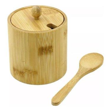 Imagem de Pote Bambu Tampa Colher Açucareiro Saleiro Porta Temperos - Casita, Ba