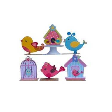 Imagem de Kit Display de Mesa 6 Peças Para Festa Passarinhos mdf