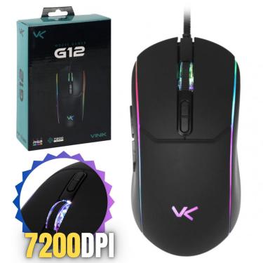Imagem de Mouse Gamer Para Escritório Alta Qualidade Vinik Luz rgb Cabo 1,8m Para Fps Até 7200DPI Cor Preta Sensor Óptico Entrada USB