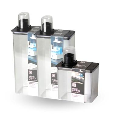 Imagem de Kit Dispenser de Lavanderia | Sabão Líquido | Sabão Liquido | Amaciante | Produtos de limpeza | 1,3ml e 2,6ml | PRETO