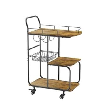 Imagem de Carrinho de Armazenamento Carrinho de servir de cozinha industrial de 3 camadas para bebidas de licor para sala de estar, carrinho de coquetel moderno com rodas Carrinho de Armazenamento