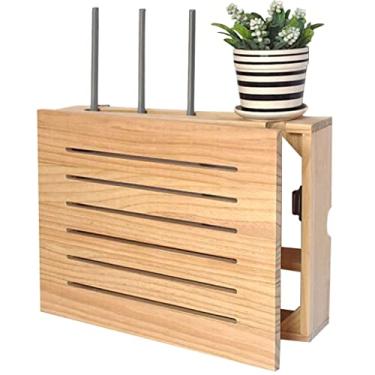 Imagem de WUHUQN Caixa de armazenamento de roteador, suporte de parede WiFi, caixa de encaixe, suporte de acessórios de TV, roteador WiFi, caixa de TV, placa elétrica, capa protetora/Giallo/39,5 x 29,5 x 9,5 cm