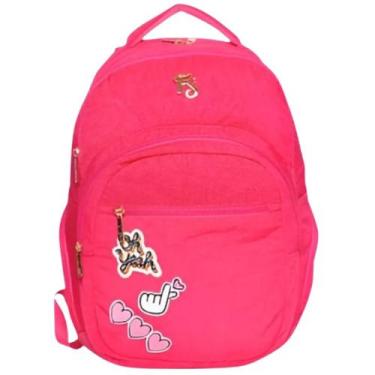 Imagem de Mochila Escolar Feminina Juvenil Nylon Amassa Oh Yeah Wincy, rosa