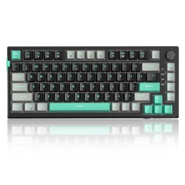 Imagem de MageGee Teclado para jogos SKY81 75% mecânico, teclado cremoso personalizado com fio de troca a quente com 5 camadas de amortecimento de som, controle de botão, retroiluminação RGB, NKRO para Win/Mac