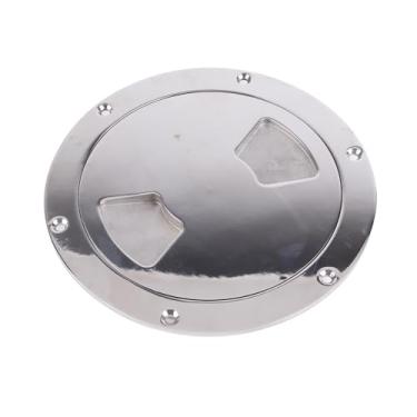 Imagem de VOMEKO 316 Hatch de inspeção redonda de aço inoxidável com tampa destacável, placa redonda do deck de barco, placa de deck de metal, para marinho, barco, iate, trailer, caiaque, (6 Inch)