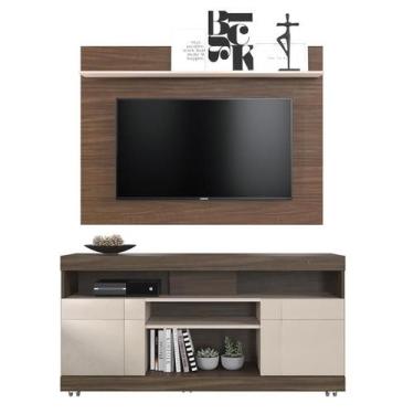 Imagem de Rack Bancada Yara e Painel Maia para TV Nogueira Real/Off White - Coli