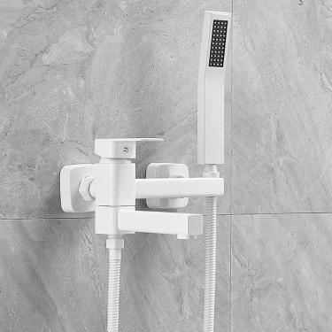 Imagem de Torneiras Misturadoras De Chuveiro Misturador De Chuveiro De Banho Montado Na Parede Branco 90 ° Bico Giratório Torneira Misturadora De Chuveiro De Banho Set-c Aprendi Extensivamente, A