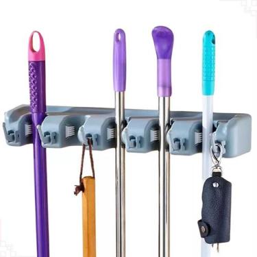 Imagem de Suporte Organizador de Vassoura 2 em 1 Multiuso Parede Organizador Fer