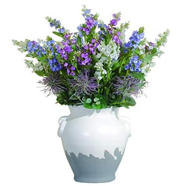 Imagem de DCYEQRQ Buquê de flores falsas de lavanda simulação de flores de seda para exibição de bonsai de flores artificiais na sala de estar, escritório e quarto, planta artificial